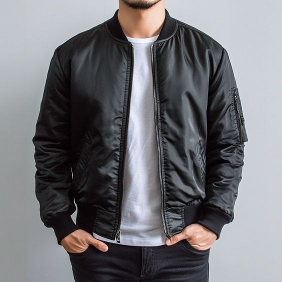 Black Leather Jacket Men's Fashion